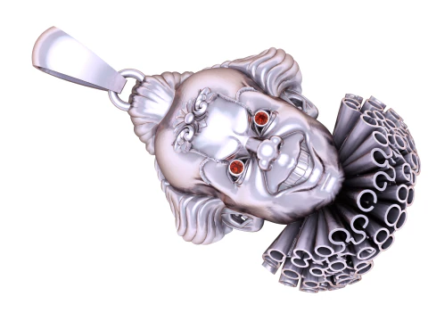 Luxury Golden Mask Pendant Artistic 3D Printable Jewelry Model with Hollow Detail 3D Model