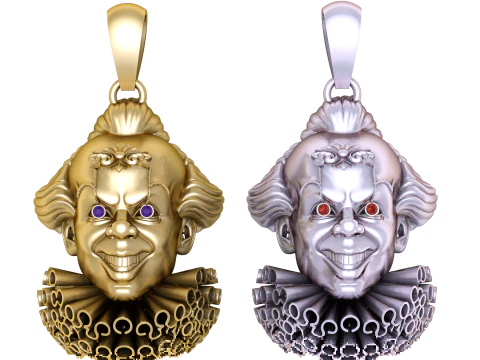 Luxury Golden Mask Pendant Artistic 3D Printable Jewelry Model with Hollow Detail 3D Model