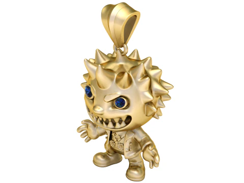 Spiky Monster Character Pendant Cute Horror 3D Printable Jewelry Model 3D Model