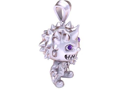 Spiky Monster Character Pendant Cute Horror 3D Printable Jewelry Model 3D Model