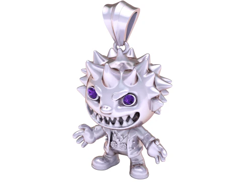 Spiky Monster Character Pendant Cute Horror 3D Printable Jewelry Model 3D Model