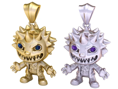 Spiky Monster Character Pendant Cute Horror 3D Printable Jewelry Model 3D Model