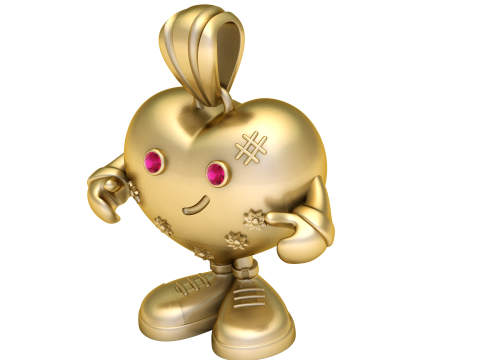 Cute Heart Character Pendant 3D Printable Cartoon Jewelry Model with Gem Eyes 3D Model
