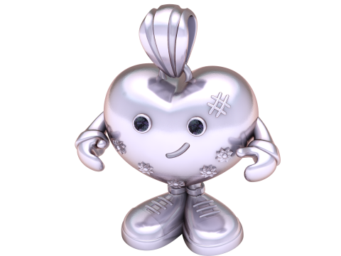 Cute Heart Character Pendant 3D Printable Cartoon Jewelry Model with Gem Eyes 3D Model