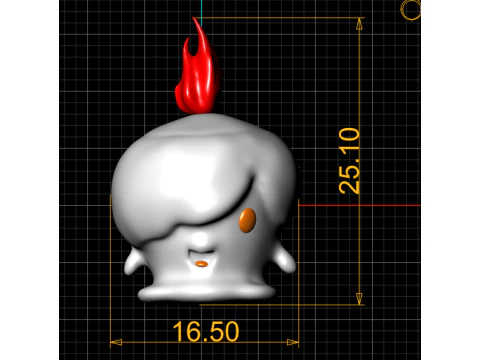 Cute Flame-Head Cartoon Ghost 3D Printable Model Stylized Fantasy Character STL Mini Collectible 3D Print Model
