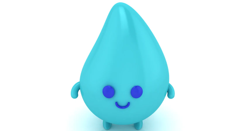 3D-модель із милим краплею води, яку можна роздрукувати, усміхнена мультяшна іграшка для декору столу 3D Принт Модель .c4d .max .obj .3ds .fbx .stl .blend