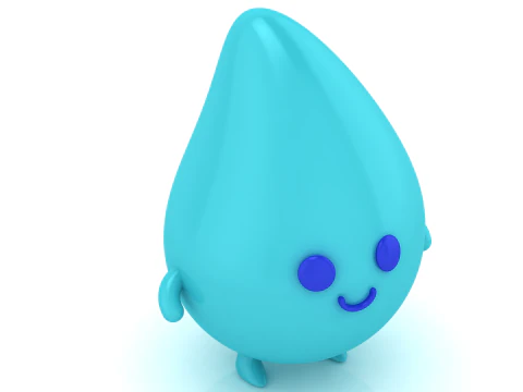 3D-модель із милим краплею води, яку можна роздрукувати, усміхнена мультяшна іграшка для декору столу 3D Принт Модель
