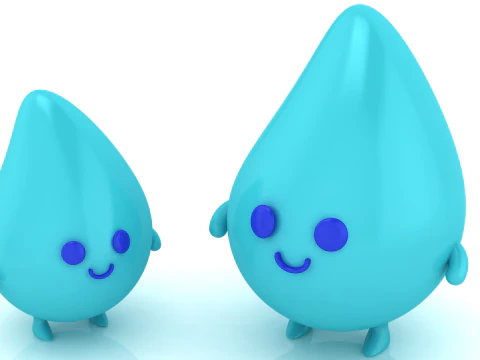 3D-модель із милим краплею води, яку можна роздрукувати, усміхнена мультяшна іграшка для декору столу 3D Принт Модель