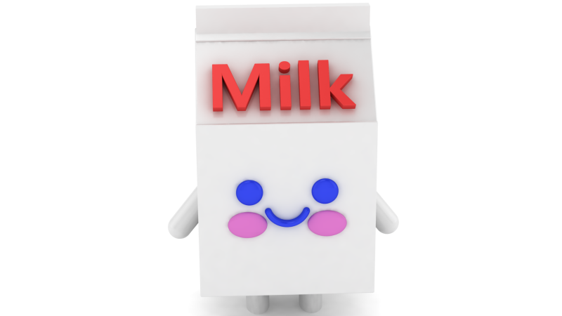 Cute Milk Carton Charact Smiling Cartoon Figurine STL Desk Decor Toy 3D Print Model .c4d .max .obj .3ds .fbx .stl .blend 