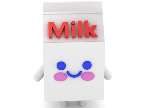 प्यारा दूध कार्टन चरित्र मुस्कुराता हुआ कार्टून मूर्ति एसटीएल डेस्क सजावट खिलौना 3D प्रिंट मॉडल