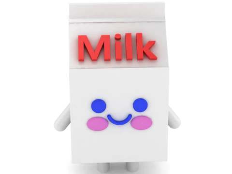 Personagem de caixa de leite fofo estatueta de desenho animado sorridente brinquedo de decora&ccedil;&atilde;o de mesa STL Modelo de Impressão 3D