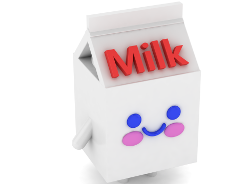 Cute Milk Carton Charact Smiling Cartoon Figurine STL Desk Decor Toy 3D Print Model