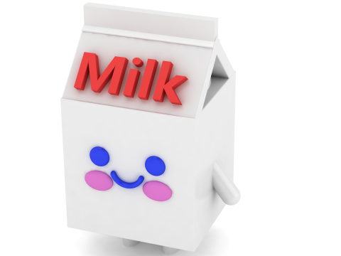 Cute Milk Carton Charact Smiling Cartoon Figurine STL Desk Decor Toy 3D Print Model