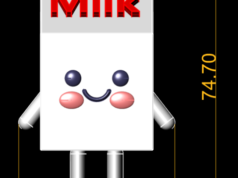 Cute Milk Carton Charact Smiling Cartoon Figurine STL Desk Decor Toy 3D Print Model