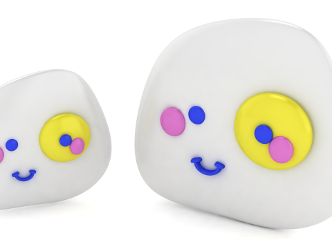 Cute Blob Character Face 3D Printable Model Kawaii Cartoon Figurine STL Desk Decor Toy 3D Print Model