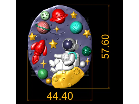 Cute Astronaut Space Scene Cartoon Space Illustration 3D Printable Toy Decor 3D Print Model