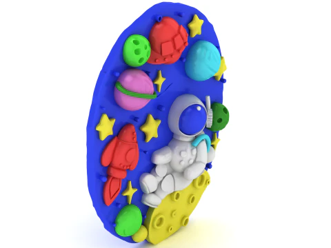 Cute Astronaut Space Scene Cartoon Space Illustration 3D Printable Toy Decor 3D Print Model