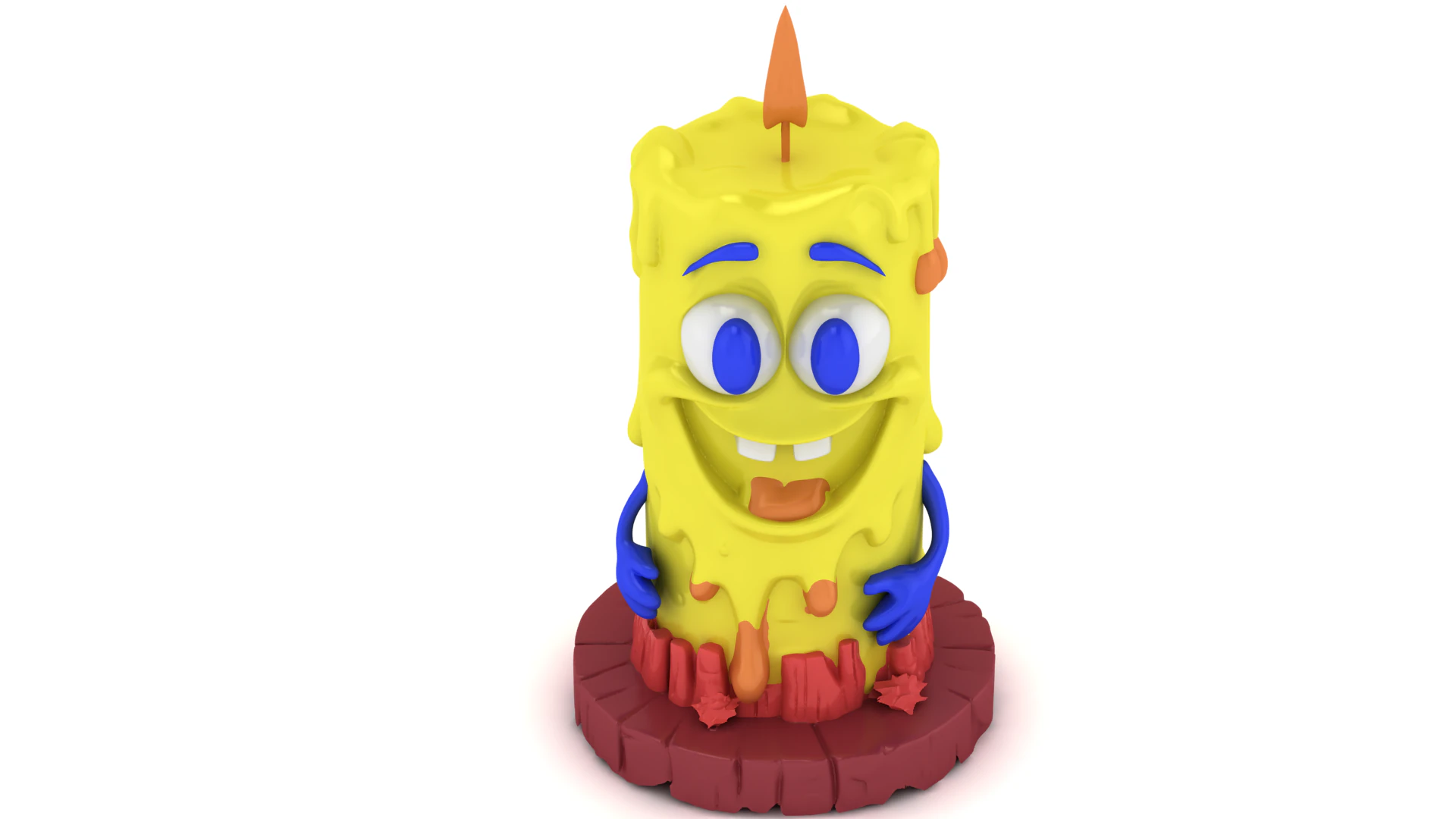 Cute Cartoon Candle Character Funny Melting Wax Figure 3D Printable Toy Decor 3D Print Model .c4d .max .obj .3ds .fbx .stl .blend