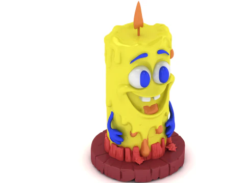 Cute Cartoon Candle Character Funny Melting Wax Figure 3D Printable Toy Decor 3D Print Model