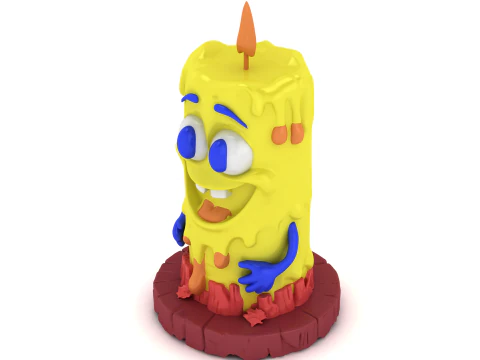 Cute Cartoon Candle Character Funny Melting Wax Figure 3D Printable Toy Decor 3D Print Model