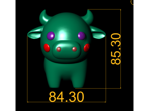 Cute Cartoon Cow Kawaii Animal Character 3D Printable Toy Figure 3D Print Model