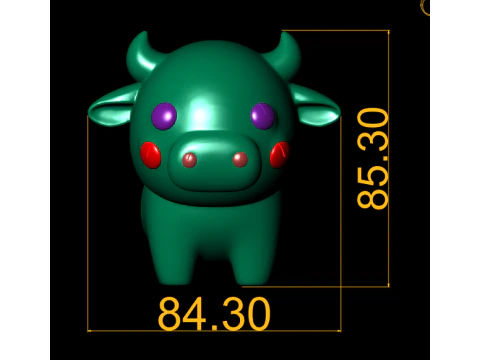 Simpatico cartone animato Mucca Kawaii Animale Personaggio giocattolo stampabile 3D Modello di stampa 3D