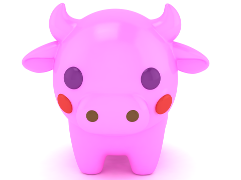 Cute Cartoon Cow Kawaii Animal Character 3D Printable Toy Figure 3D Print Model