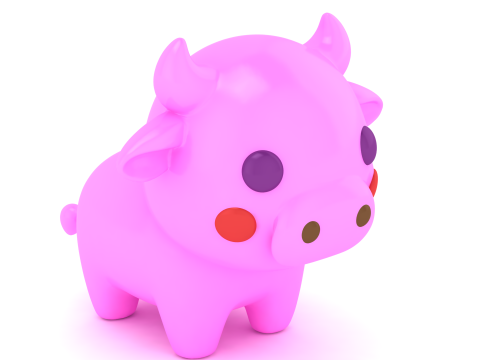 Cute Cartoon Cow Kawaii Animal Character 3D Printable Toy Figure 3D Print Model