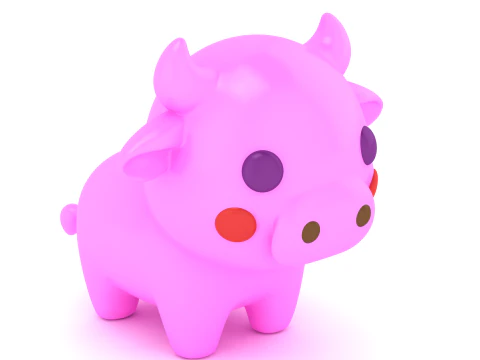 Simpatico cartone animato Mucca Kawaii Animale Personaggio giocattolo stampabile 3D Modello di stampa 3D