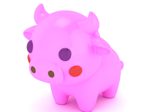 Cute Cartoon Cow Kawaii Animal Character 3D Printable Toy Figure 3D Print Model