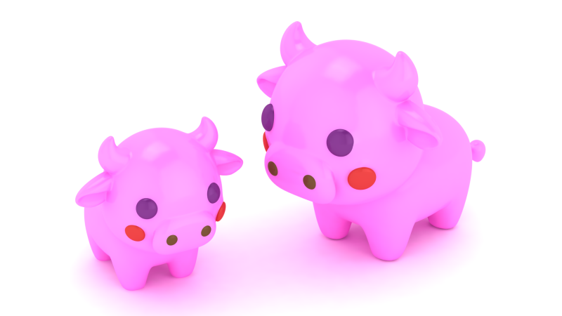 Cute Cartoon Cow Kawaii Animal Character 3D Printable Toy Figure 3D Print Model .c4d .max .obj .3ds .fbx .stl .blend