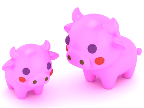 Niedliche Cartoon-Kuh-Kawaii-Tierfigur, 3D-druckbare Spielzeugfigur 3D Druckmodell