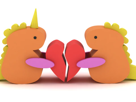 Criaturas fofas de desenhos animados de cora&ccedil;&atilde;o partido estilizados modelo de personagem 3D Modelo de Impressão 3D