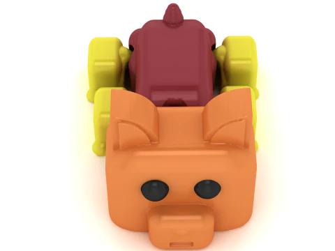 Stilize Geometrik K&ouml;pek Karakteri Sevimli Karikat&uuml;r Hayvan STL 3D Baskı Modeli