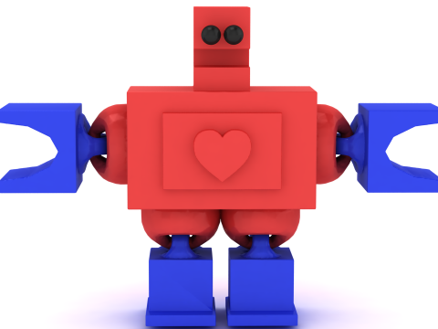 귀여운 기하학적 로봇 펜던트 하트 가슴 디자인 3D 인쇄 가능 STL 3D 프린트 모델