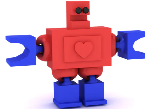 Cute Geometric Robot Pendant Heart Chest Design 3D Printable STL 3D Print Model