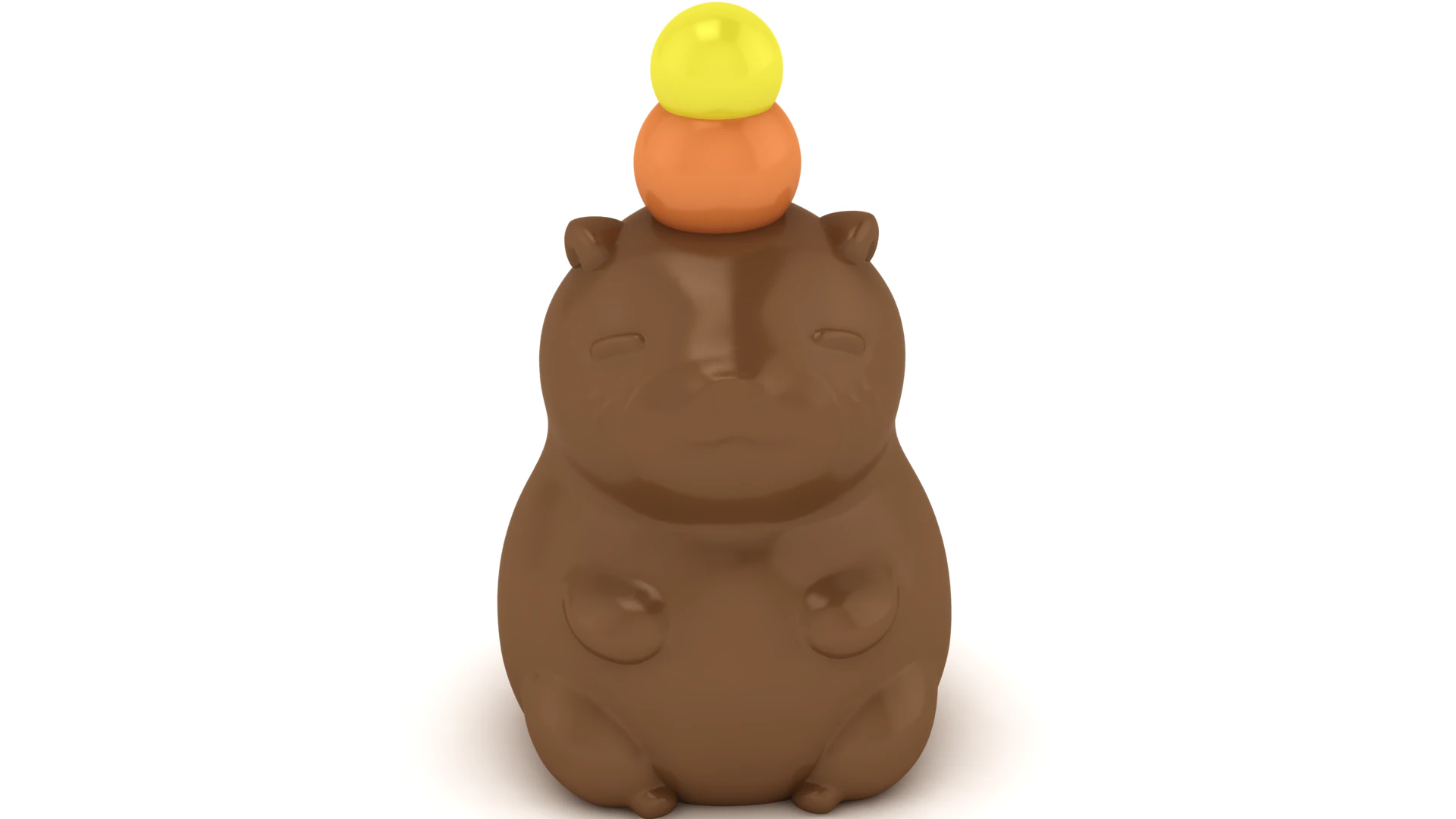 Cute Chubby Cat Figurine Stylized Lucky Cat with Top Ornament Printable STL 3D Print Model .c4d .max .obj .3ds .fbx .stl .blend 