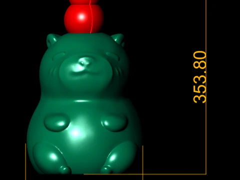 Cute Chubby Cat Figurine Stylized Lucky Cat with Top Ornament Printable STL 3D Print Model