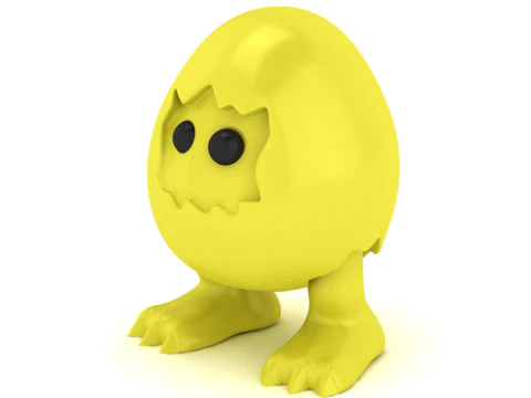 Cute Egg Monster Stylized Fantasy Creature Figurine Printable STL Fil 3D Print Model