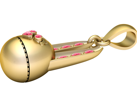 Cute Bunny Rabbit Pendant with Pink Gemstones 3D Printable Jewelry Model Gold Cartoon Animal Cha 3D Model