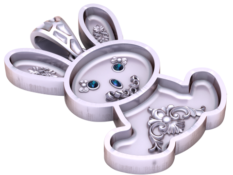 Luxury Bunny Pendant with Purple Gemstones Ornamental Rabbit Jewelry 3D Printable Gold Charm STL 3D Model