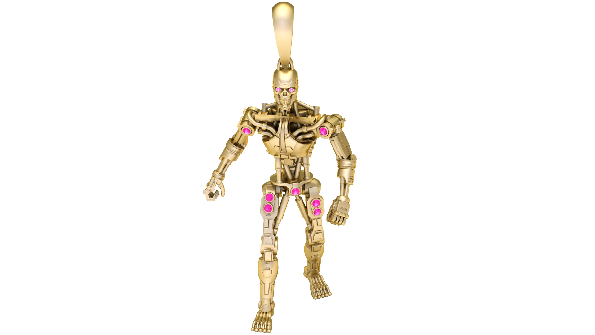 Futuristic Robot Skeleton Pendant 3D Printable Mechanical Android Jewelry Model 3D Model .c4d .max .obj .3ds .fbx .stl .blend 