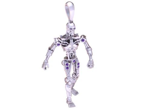 Futuristic Robot Skeleton Pendant 3D Printable Mechanical Android Jewelry Model 3D Model