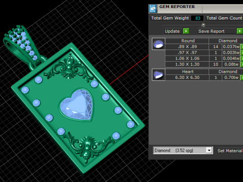 Luxury Heart Sapphire Pendant Vintage Gold Frame with Blue Stone Accents 3D Printable Jewelry Mo 3D Model