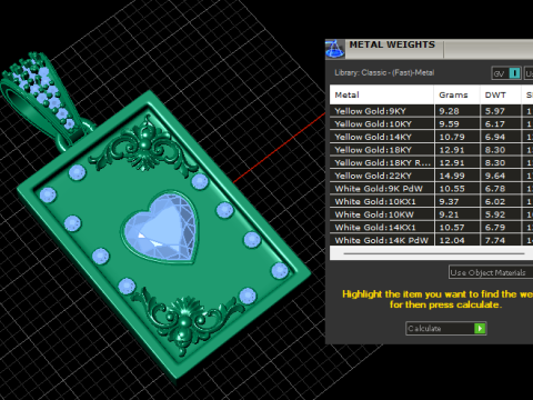 Luxury Heart Sapphire Pendant Vintage Gold Frame with Blue Stone Accents 3D Printable Jewelry Mo 3D Model