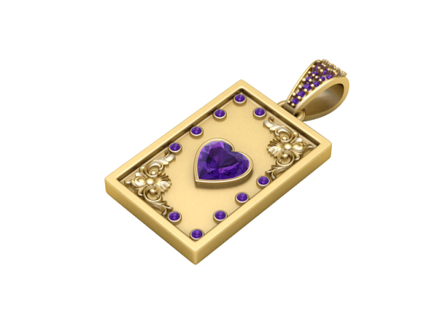 Luxury Heart Sapphire Pendant Vintage Gold Frame with Blue Stone Accents 3D Printable Jewelry Mo 3D Model