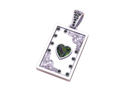 Luxury Heart Sapphire Pendant Vintage Gold Frame with Blue Stone Accents 3D Printable Jewelry Mo 3D Model