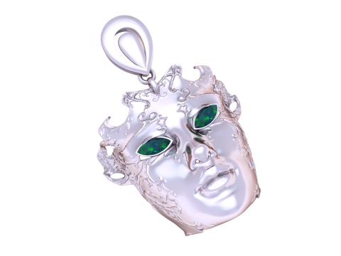 Luxury Venetian Mask Pendant with Ruby Eyes Baroque Gold Face Necklace 3D Printable Jewelry Mode 3D Model