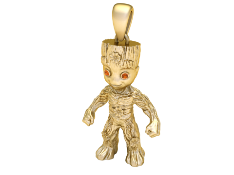 Golden Tree Baby Character Pendant with Blue Stone Eyes 3D Printable ModeGolden Tree Baby Charactl 3D Model