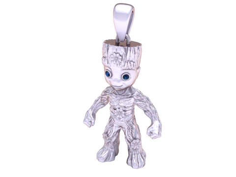 Golden Tree Baby Character Pendant with Blue Stone Eyes 3D Printable ModeGolden Tree Baby Charactl 3D Model